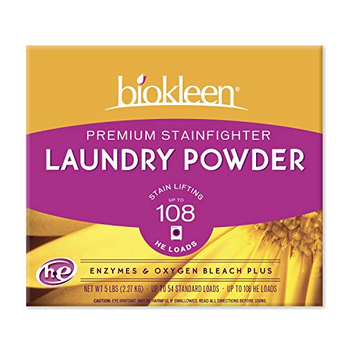 Biokleen Natural Laundry Detergent - 108 HE Loads - Powder, Concentrated, Eco-Friendly, Non-Toxic, Plant-Based, No Artificial Fragrance, Colors or Preservatives, Premium Plus(Packaging May Vary)