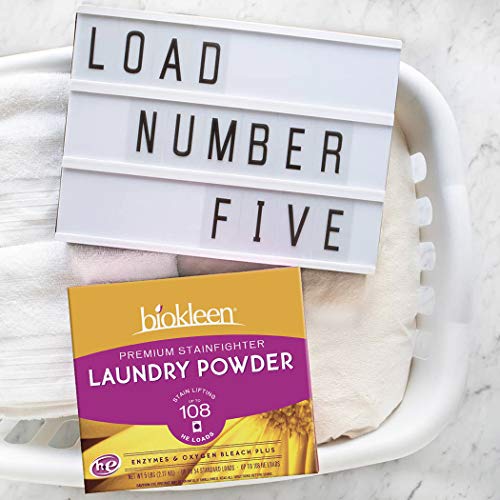 Biokleen Natural Laundry Detergent - 108 HE Loads - Powder, Concentrated, Eco-Friendly, Non-Toxic, Plant-Based, No Artificial Fragrance, Colors or Preservatives, Premium Plus(Packaging May Vary)