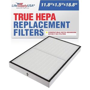 lifesupplyusa true hepa filter replacement compatible with kenmore 83195 f-k3 filter fits 83254 83396 85254 air purifiers