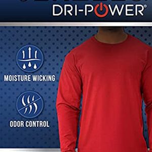 Jerzees Men's Dri-Power Cotton Blend Long Sleeve Tees, Moisture Wicking, Odor Protection, UPF 30+, Sizes S-3X, Black, Large