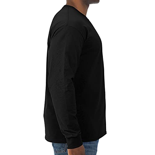 Jerzees Men's Dri-Power Cotton Blend Long Sleeve Tees, Moisture Wicking, Odor Protection, UPF 30+, Sizes S-3X, Black, Large