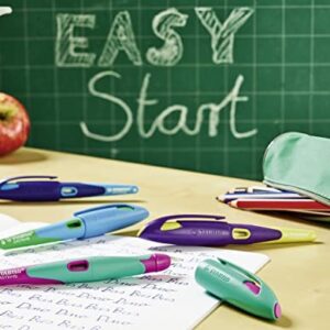 Ergonomic School Fountain Pen - STABILO EASYbirdy - M Nib - Right Handed - Turquoise/Neon Pink