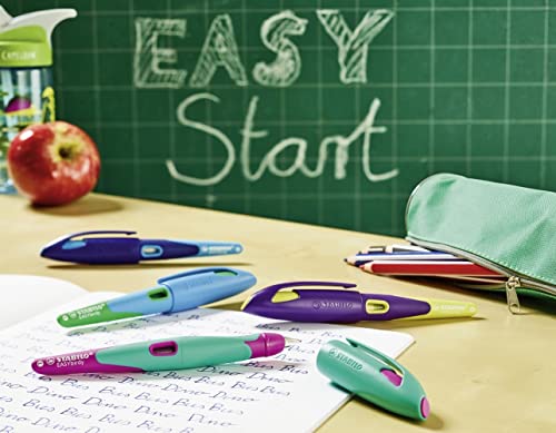 Ergonomic School Fountain Pen - STABILO EASYbirdy - M Nib - Right Handed - Turquoise/Neon Pink