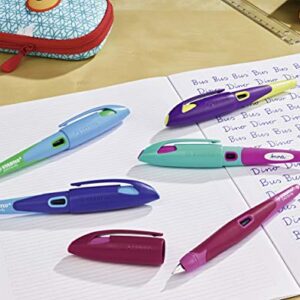 Ergonomic School Fountain Pen - STABILO EASYbirdy - M Nib - Right Handed - Turquoise/Neon Pink