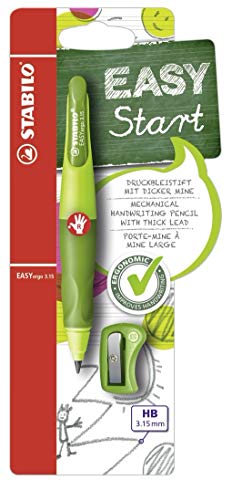 Handwriting Pencil - STABILO EASYergo 3.15 - Right Handed - Light Green/Dark Green + Sharpener