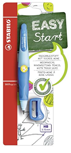 Handwriting Pencil - STABILO EASYergo 3.15 - Left Handed - Light Blue/Dark Blue + Sharpener