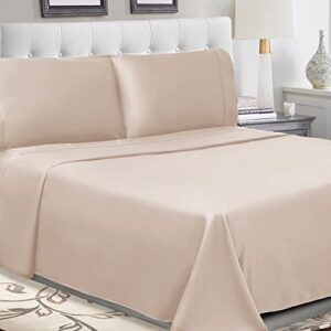 SUPERIOR Cotton Percale Deep Pocket Sheet Set, California King, Tan, 4-Pieces