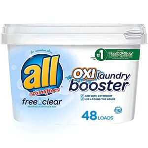 all oxi laundry booster for sensitive skin, free clear, 52 ounces, 48 loads