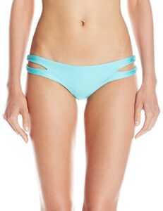 luli fama women's borrachera de mar zig zag open side moderate bikini bottom, aruba blue, medium