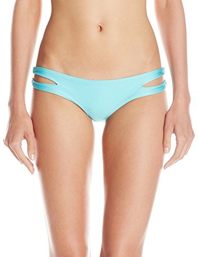 Luli Fama Women's Borrachera De Mar Zig Zag Open Side Moderate Bikini Bottom, Aruba Blue, Medium