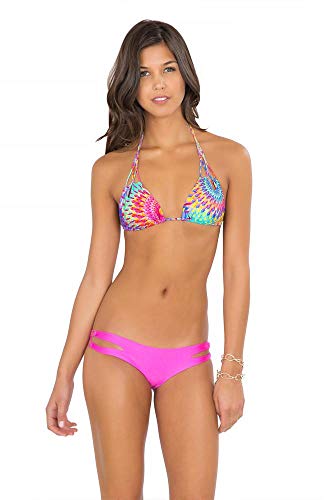 Luli Fama Women's Borrachera De Mar Zig Zag Open Side Moderate Bikini Bottom, Too Hot Miami, Medium