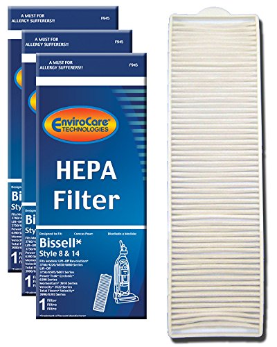 EnviroCare Premium Replacement Vacuum Cleaner Post Motor HEPA Filter Designed to Fit Bissell Style 8 & 14 Uprights 3 Filters