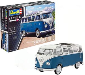 revell 07009 volkswagen t1 samba bus model kit, 1:16 scale 27.2 cm, multi-color, 223