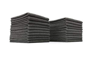 the rag company - all-purpose microfiber terry cleaning towels - commercial grade, highly absorbent, lint-free, streak-free, kitchens, bathrooms, offices, 300gsm, 10in x 10in, grey (20-pack)