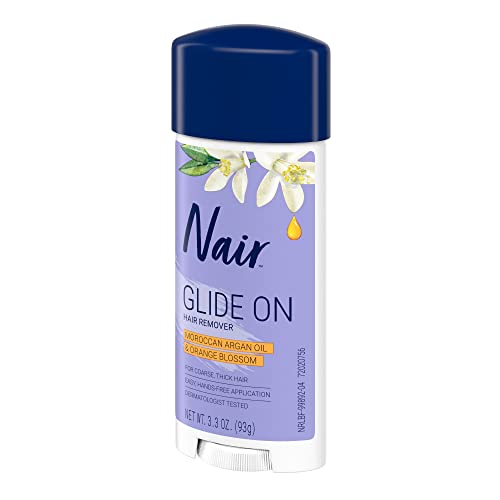 Nair Glide On Hair Removal Cream, Arm, Leg, and Bikini Hair Remover, Depilatory Cream, 3.3 Oz Stick