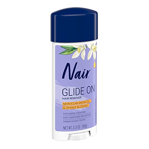 Nair Glide On Hair Removal Cream, Arm, Leg, and Bikini Hair Remover, Depilatory Cream, 3.3 Oz Stick