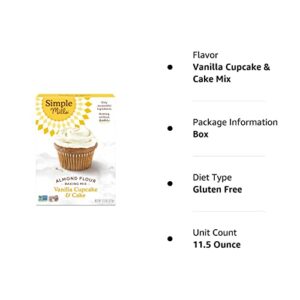 Simple Mills Almond Flour Baking Mix, Vanilla Cupcake & Cake Mix - Gluten Free, Plant Based, Paleo Friendly, 11.5 Ounce (Pack of 1)