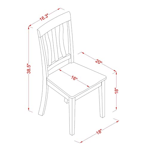 East West Furniture ANC-WHI-W Dining Room Slat Back Solid Wood Seat Chairs, Set of 2, Buttermilk & Cherry