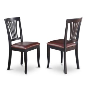 east west furniture avc-blk-lc dining faux leather upholstered wooden chairs, set of 2, black