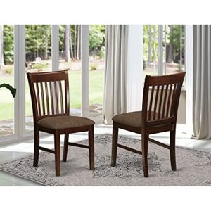 East West Furniture NFC-MAH-C Norfolk Dinette Chairs - Linen Fabric Upholstered Wooden Chairs, Set of 2, Mahogany