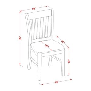 East West Furniture NFC-OAK-W Norfolk Dining Slat Back Wooden Seat Chairs, Set of 2