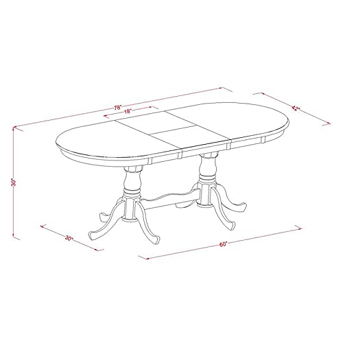 East West Furniture PVT-BLK-TP Plainville Modern Dining Table - an Oval Kitchen Table Top with Butterfly Leaf & Double Pedestal Base, 42x78 Inch, Black & Cherry