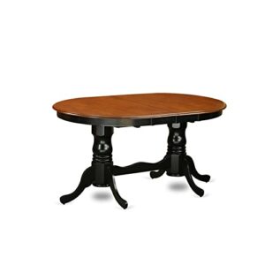 East West Furniture PVT-BLK-TP Plainville Modern Dining Table - an Oval Kitchen Table Top with Butterfly Leaf & Double Pedestal Base, 42x78 Inch, Black & Cherry