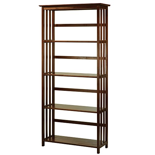 Casual Home Mission Style 5-Shelf Bookcase, Walnut