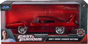 jada toys fast & furious dom's dodge charger daytona die-cast car, 1: 24 scale red (97060)