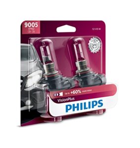 philips automotive lighting 9005 visionplus upgraded headlight with up to 60% more vision, 2 pack