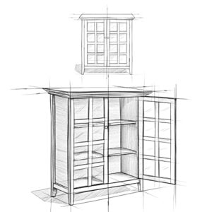 SIMPLIHOME Acadian SOLID WOOD 39 inch Wide Rustic Medium Storage Cabinet in Black, with 2 Tempered Glass Doors, 4 Adjustable Shelves