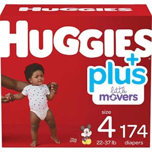 huggies little movers plus diapers, size 4 (174-count)