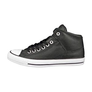 Converse Women and Men Street Leather High Top Sneaker, Black/Black/White, US 11W 9M