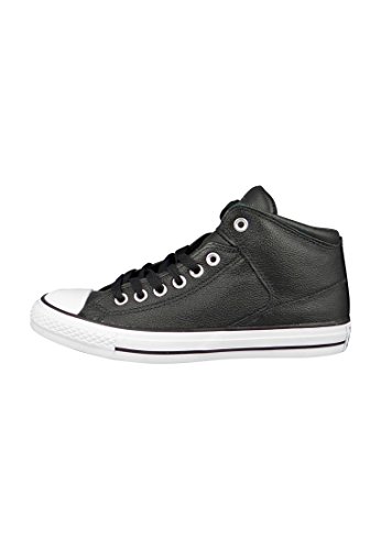 Converse Women and Men Street Leather High Top Sneaker, Black/Black/White, US 11W 9M