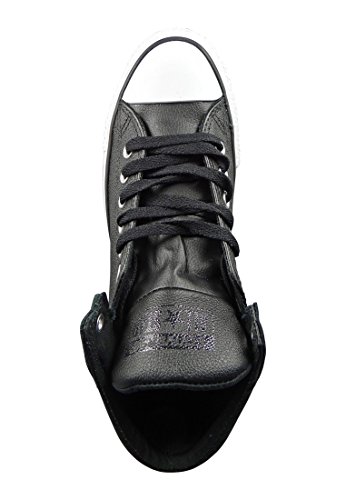 Converse Women and Men Street Leather High Top Sneaker, Black/Black/White, US 11W 9M