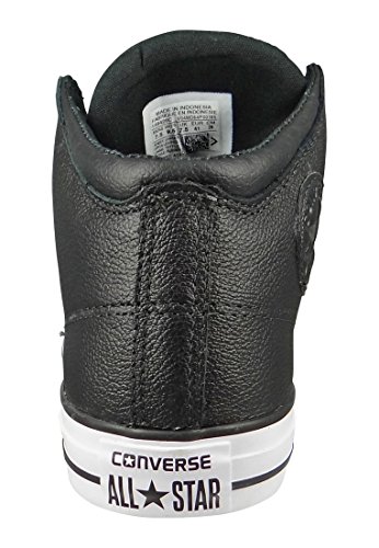 Converse Women and Men Street Leather High Top Sneaker, Black/Black/White, US 11W 9M