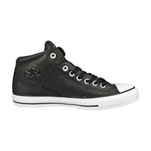 Converse Women and Men Street Leather High Top Sneaker, Black/Black/White, US 11W 9M