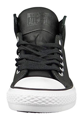 Converse Women and Men Street Leather High Top Sneaker, Black/Black/White, US 11W 9M