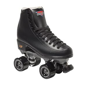 sure grip fame men & women premium roller skates black leatherette | stylish skates for indoors - double structure, stronger grip, extra long laces - suitable for beginners