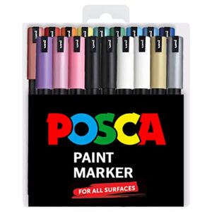 posca pc-1mr 18 pen set - in limited edition plastic wallet - extra black and white