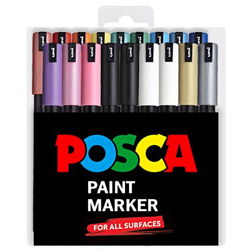 posca PC-1MR 18 Pen Set - In Limited Edition Plastic Wallet - Extra Black and White