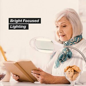 Brightech LightView Pro Magnifying Floor Lamp - Hands Free Magnifier with Bright LED Light for Reading - Work Light with Flexible Gooseneck - Standing Mag Lamp