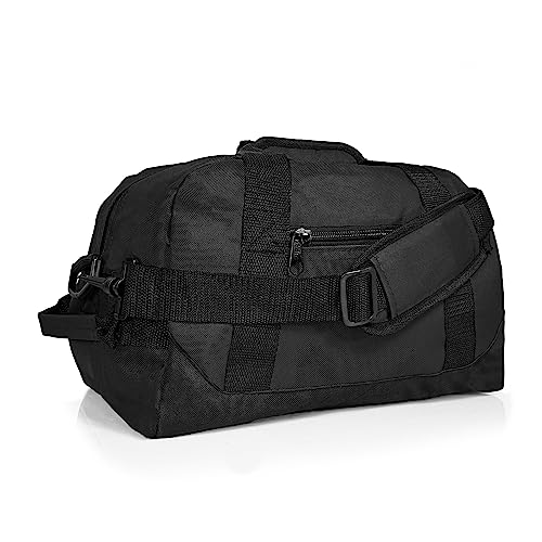 Dalix 14" Small Duffle Bag Two Toned Gym Travel Bag in Black