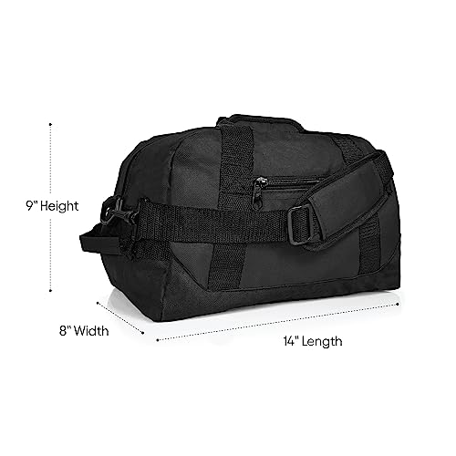 Dalix 14" Small Duffle Bag Two Toned Gym Travel Bag in Black