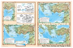 paul's journeys and voyage to rome - bible christian wall map poster 36x24 laminated