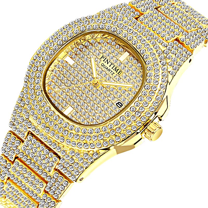 FANMIS Unisex Luxury Crystal Diamond Watches Silver Gold Fashion Quartz Analog Watch Stainless Steel Band Bracelet Big Face Women's Men's