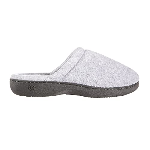 isotoner Women's Terry Slip On Clog Slipper with Memory Foam for Indoor/Outdoor Comfort, Heather Grey Rounded, 9.5-10