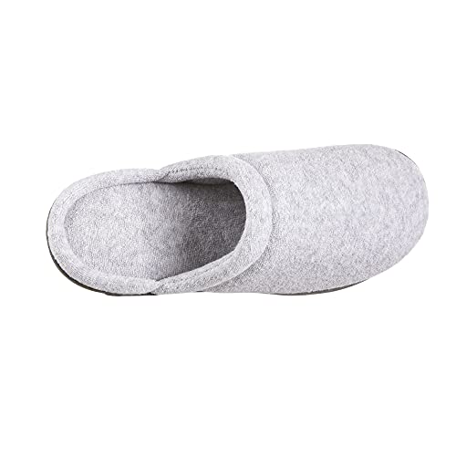 isotoner Women's Terry Slip On Clog Slipper with Memory Foam for Indoor/Outdoor Comfort, Heather Grey Rounded, 9.5-10