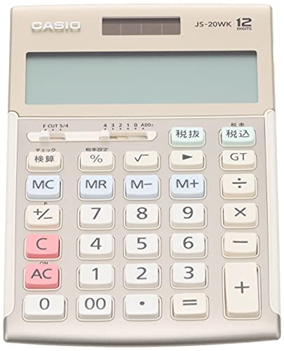 Casio full-scale practice calculator verification, tax calculation just type 12-digit JS-20WK-GD