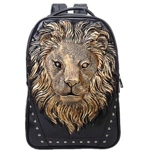 berchirly men 3d lion head backpack casual daily use bookbag shoulder outdoor travel bag